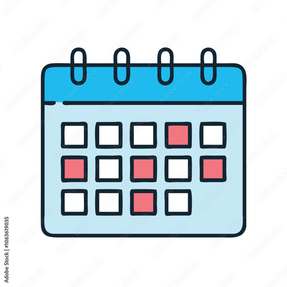 Poster graphic illustration of a calendar with a highlighted day, symbolizing scheduling, planning, and eve