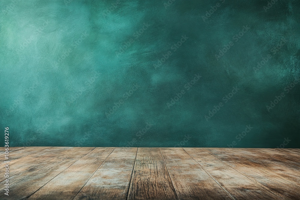 Poster a green chalkboard background with space for text or graphics, creating an empty school blackboard t