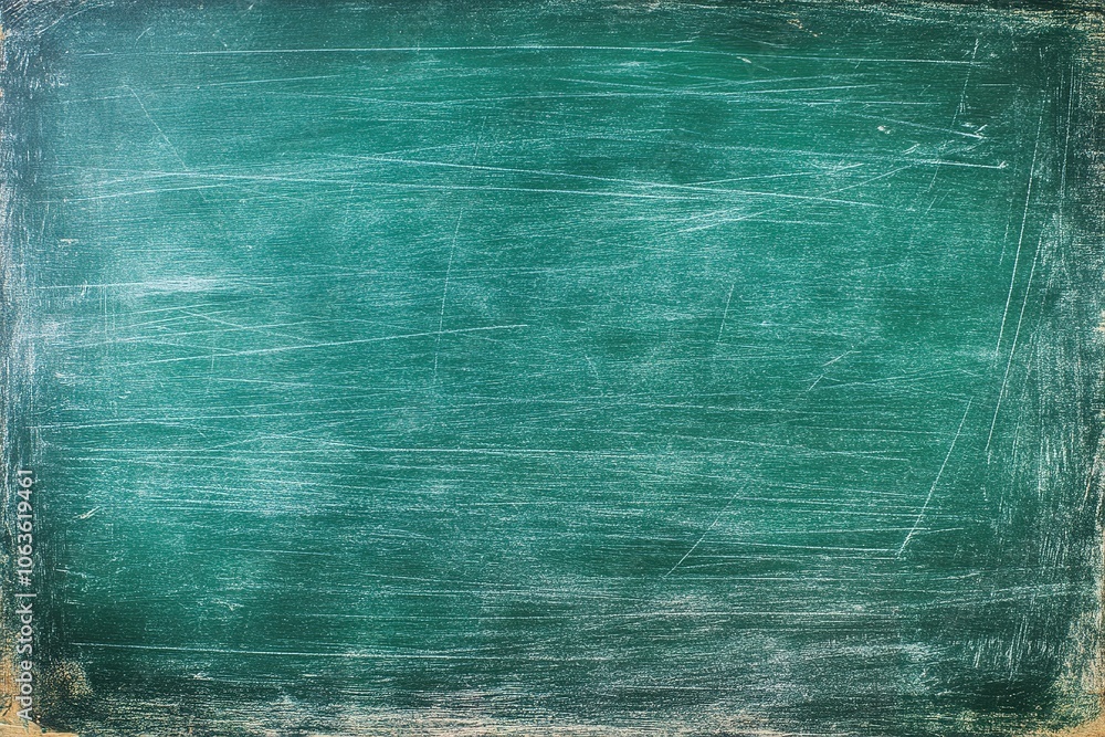 Poster a green chalkboard background with space for text or graphics, creating an empty school blackboard t