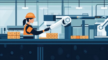 A factory worker operating a machine with a focus on sustainable materials, highlighting the shift towards greener manufacturing.