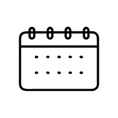 Simple black and white calendar icon, Minimalistic black and white icon of a calendar with a curled page, symbolizing scheduling, organization, and planning in a clean design.