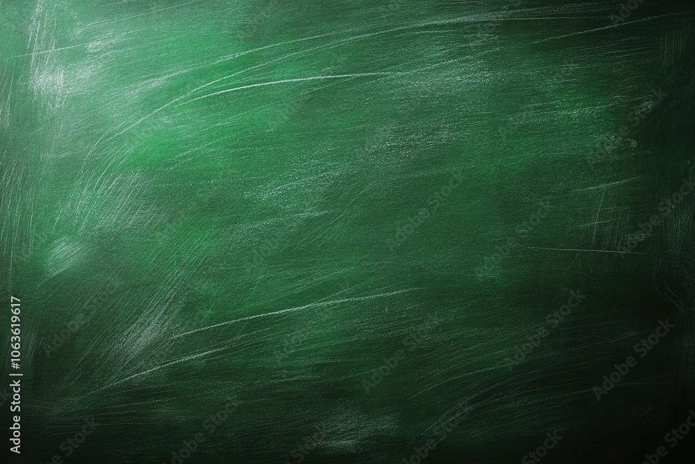 Poster a green chalkboard background with space for text or graphics, creating an empty school blackboard t