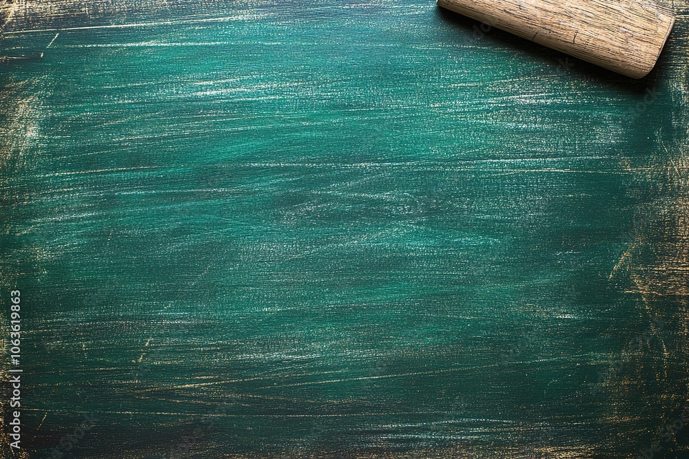 Poster a green chalkboard background with space for text or graphics, creating an empty school blackboard t