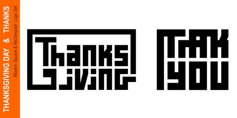 Modern Orange Thanksgiving front and back greeting cards, features an elegant calligraphy text with autumn fall maple leaves and pumpkins of the autumn holidays season. seamless illustration. Not AI.