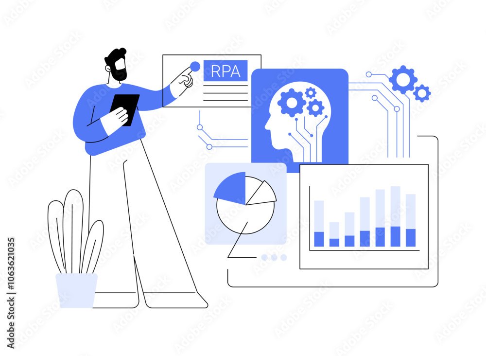 Poster robotic process automation isolated cartoon vector illustrations.