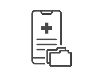 Digital healthcare line icon. Electronic medical record in smartphone. Isolated vector image in simple style