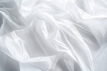 Fototapeta premium White plastic wrap, close-up, high-resolution photography, high-quality photo, super-realistic, white background