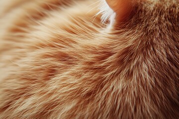 Close-up of the fur texture on an orange cat's back, showcasing its rich and warm tones