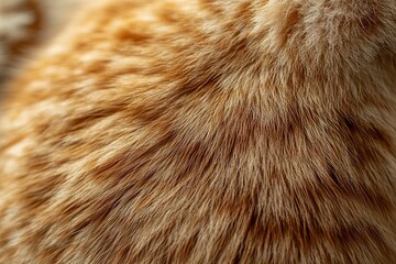 Close-up of the fur texture on an orange cat's back, showcasing its rich and warm tones