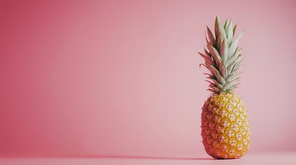 Single Pineapple on Pink Background