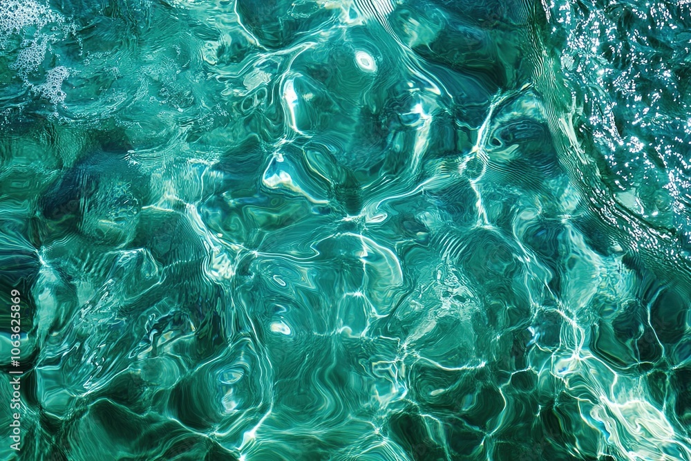 Aufkleber a photorealistic image of water ripples in emerald green, creating an abstract pattern on the surfac