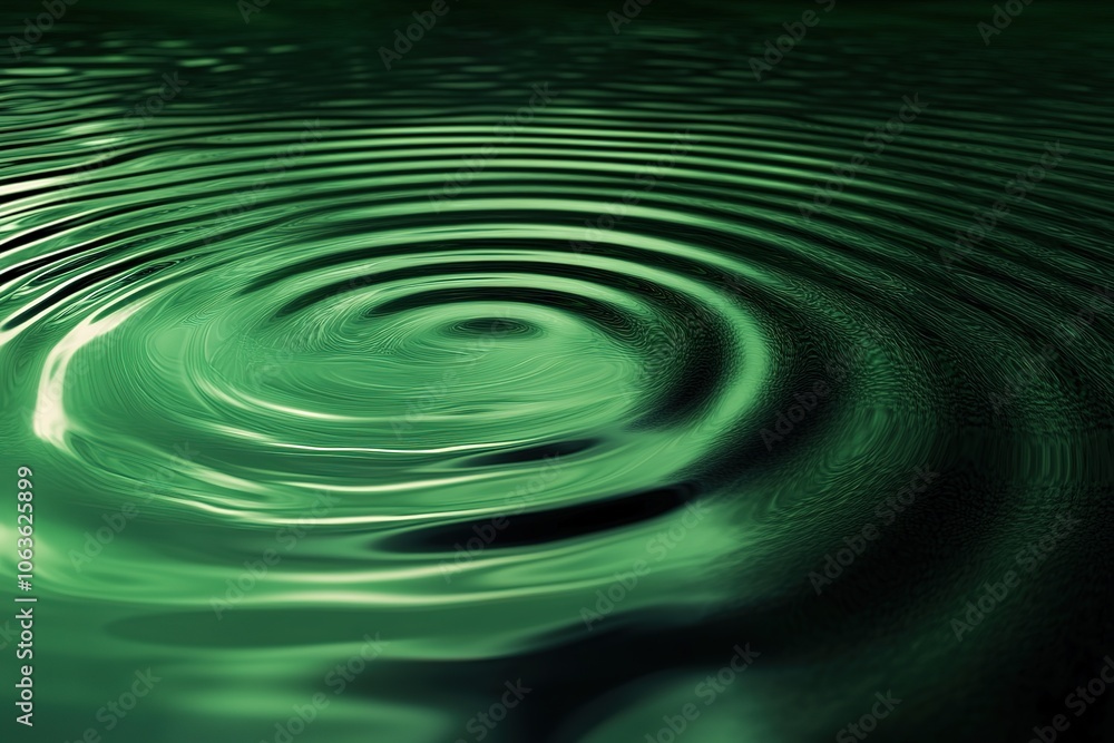 Aufkleber a photorealistic image of water ripples in emerald green, creating an abstract pattern on the surfac