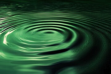 A photorealistic image of water ripples in emerald green, creating an abstract pattern on the surface