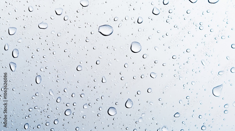 Poster close-up of water droplets on a surface, creating a serene and refreshing atmosphere.
