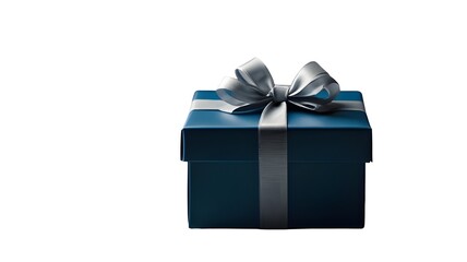 Fototapeta premium blue gift box with ribbon isolated on transparent background cutout.