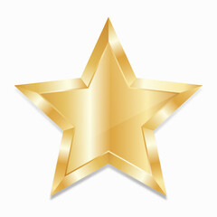Gold star on white background.