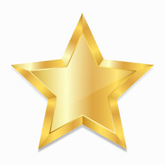 Gold star on white background.
