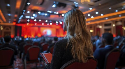 Woman With Long Blonde Hair Sitting in Audience at Event