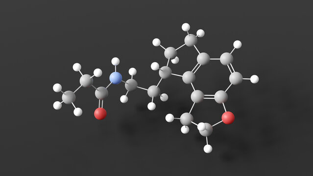 ramelteon molecule 3d, molecular structure, ball and stick model, structural chemical formula hypnotic