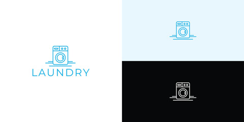 Laundry logo design. Washing machine icon for laundry service business logo template.