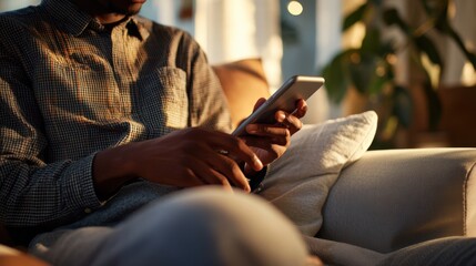 The Man Using Smartphone Comfortably