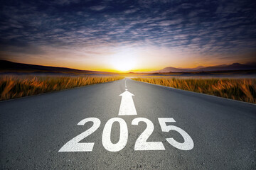Road to 2025 with an empty road with written 2025