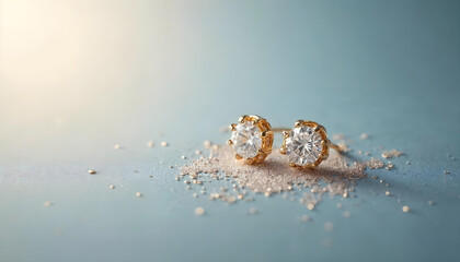 Gold Earrings on Gradient Background