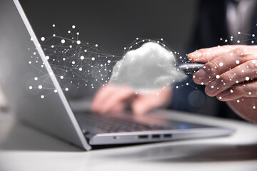 Polygonal wireframe cloud with connection