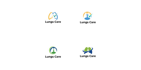 Set of Lungs logo.  lungs  care logo designs for medical service and consult