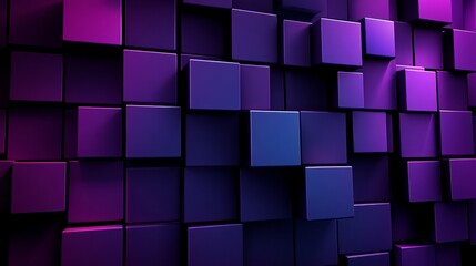 A vibrant arrangement of 3D cubes in shades of purple and blue, creating a modern digital backdrop.