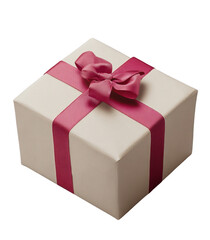 Obraz premium Elegant gift box with a red ribbon, isolated on a transparent background. PNG
