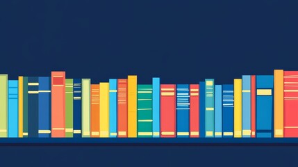 A colorful bookshelf filled with various books, showcasing a vibrant and organized collection.