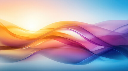 Naklejka premium vibrant abstract background featuring flowing waves in orange, purple, and blue hues, creating sense of movement and tranquility