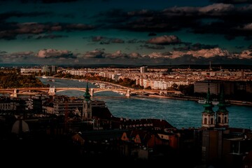 Dramatic Budapest with Danube and Margaret Bridge