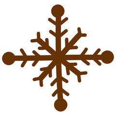 Brown Snowflake Clipart with Minimalist Design, Winter Holiday Decoration