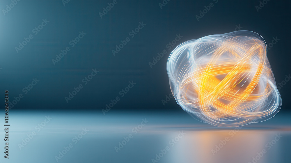 Poster 3d atomic structure with glowing particles in crystal lattice, showcasing dynamic energy and movemen