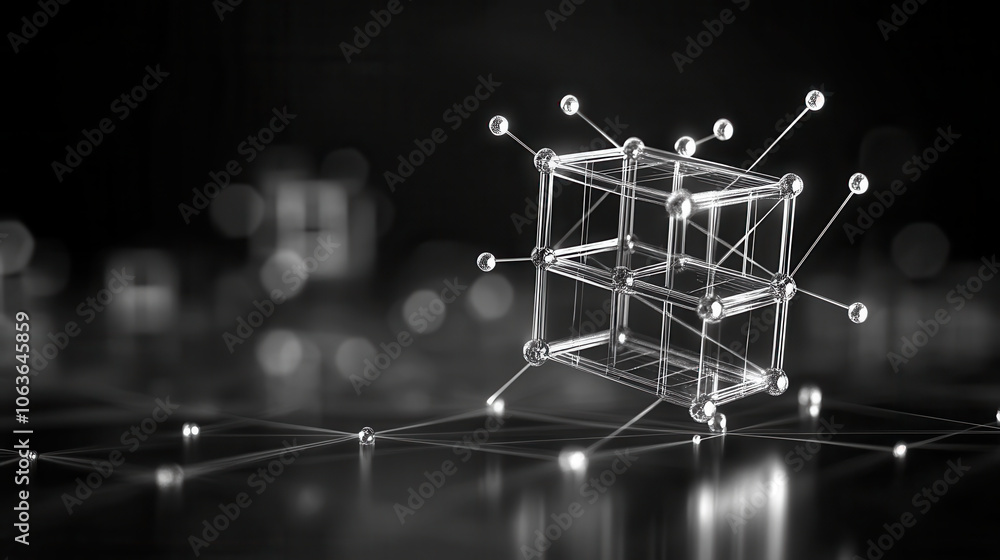 Aufkleber crystal lattice atomic structure is depicted in this image, showcasing interconnected atoms in three