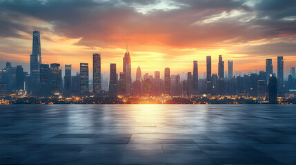 Fototapeta premium Cityscape Background - Modern City Skyline at Sunset
