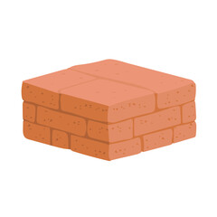 Red bricks in stack in flat design. Building materials at construction site. Vector illustration isolated.
