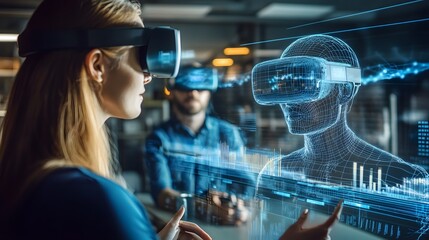 Candid photo of friends watching a 3D robot perform with 2D projection features that add virtual enhancements, merging entertainment with augmented reality, 4k resolution