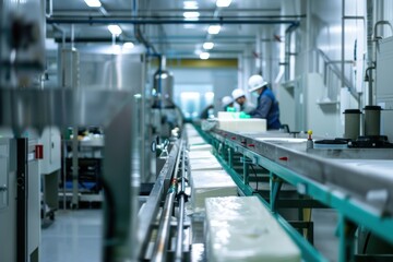 Fototapeta premium Sustainable Packaging Production in a Modern Eco-Friendly Factory for Environmental Innovation