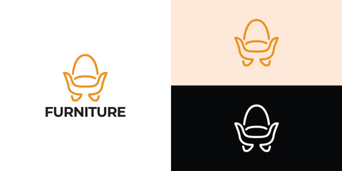 Furniture Logo. Interior Sofa Chair. Furnishing Interior Logo Design Template.