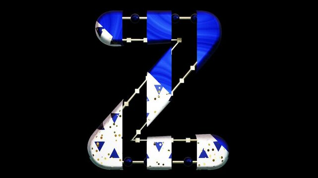 letter Z with beads on wire, transparent background, seamless loop