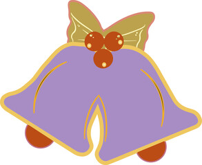 Purple Jingle bells with Golden ribbons and red cherries on the top. Concept Merry Christmas, Happy New Year. Cartoon flat design. Bell Vector illustration.
Colorful Christmas Jingle bell vector.