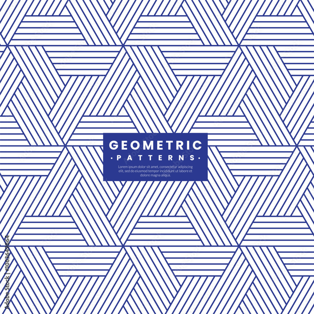 Poster modern seamless geometric pattern with interconnected lines and shapes. abstract blue shape backgrou