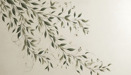 Olive green vine elegant pattern background,generative ai