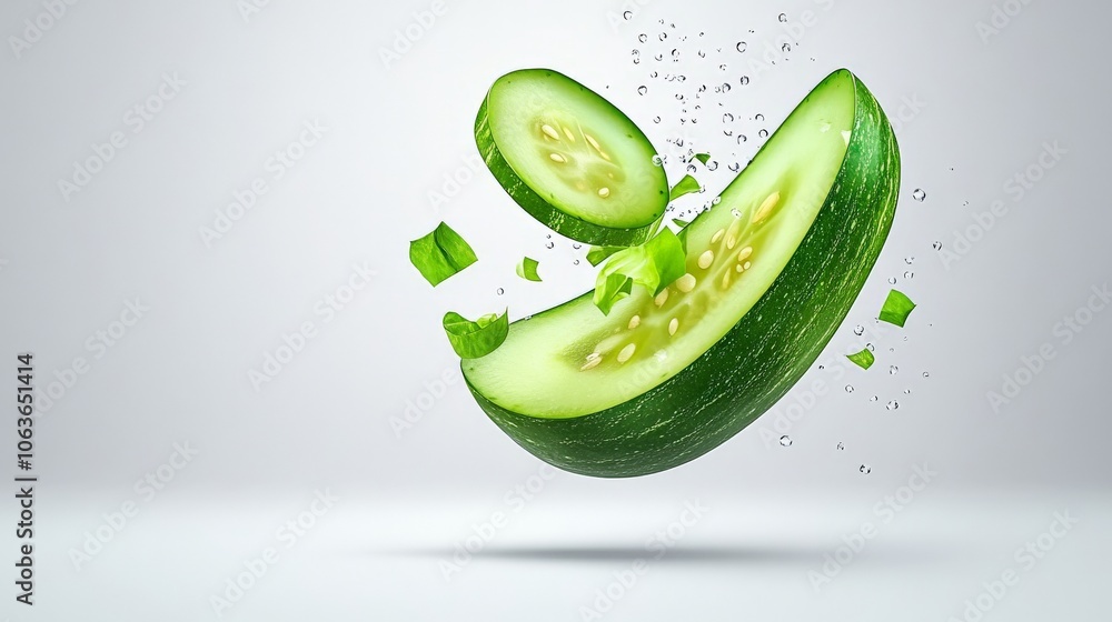 Poster cucumber explosion: freshness in motion
