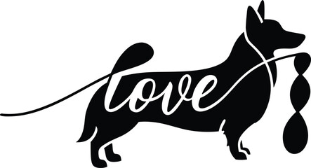 A single black dog with white background.