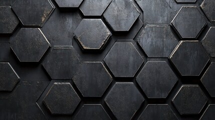 Abstract black hexagonal pattern background.