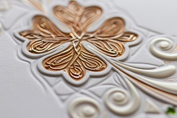 Obraz premium Elegant St. Patrick's Day Card Design with Celtic Knot Four-Leaf Clover